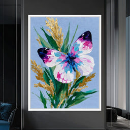 Pastel Butterfly Golden Foliage - NicheCanvas