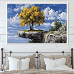 Golden Tree Sky Cliff View - NicheCanvas