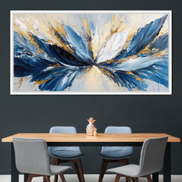 Blu, White & Gold Abstract Explosion - NicheCanvas