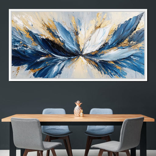 Blu, White & Gold Abstract Explosion Canvas Print