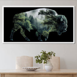 Bison Forest Spirit Silhouette - NicheCanvas