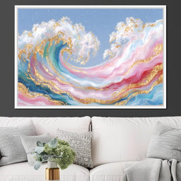Golden Waves of Pastel Dreams - NicheCanvas