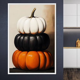 Stacked Pumpkins Harvest Trio - NicheCanvas