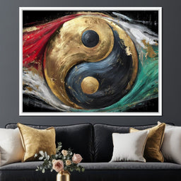 Golden Yin Yang Celestial Balance - NicheCanvas