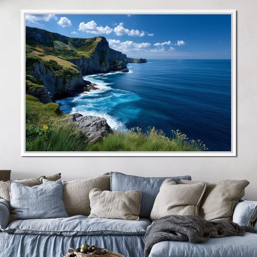 Wild Cliffs Over Blue Sea Canvas Print