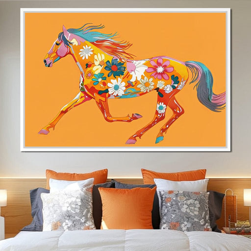 Blooming Horse on Tangerine Canvas Print