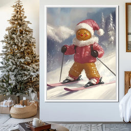 Gingerbread Skier Winter Joy - NicheCanvas