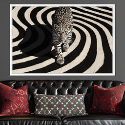 Leopard in Monochrome Swirls - NicheCanvas