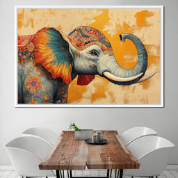 Elephant Splendor Floral Harmony - NicheCanvas