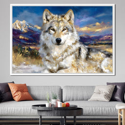 Golden Alpine Wolf Portrait - Neal Hackett - NicheCanvas