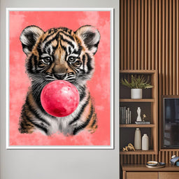 Playful Cub Bubble Burst Pink - NicheCanvas