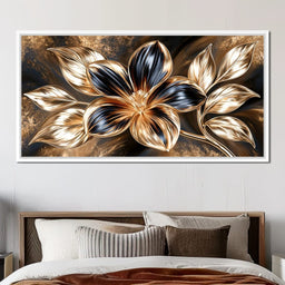 Gilded Petals Upon Liquid Shadows - NicheCanvas