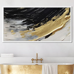 Golden Current Abstract Landscape - NicheCanvas