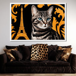 Eiffel Feline Elegance - NicheCanvas