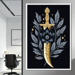 Golden Dagger Midnight Floral - NicheCanvas