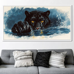 Panther's Luminous Gaze - NicheCanvas