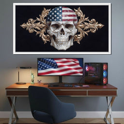 Patriotic Skull Baroque Fusion - NicheCanvas