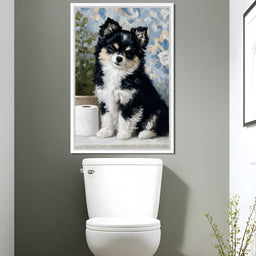 Playful Puppy Bathroom Guard - NicheCanvas