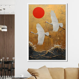 Golden Flight Over Waves - NicheCanvas