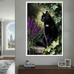 Black Cat Garden Sentinel - NicheCanvas