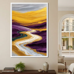 Golden River Through Violet Dunes - NicheCanvas
