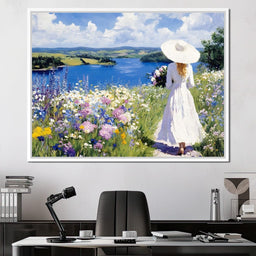 Summer Stroll by the Lake - NicheCanvas