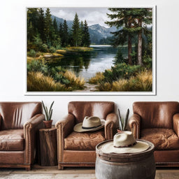 Alpine Pine Lake Reflection - NicheCanvas