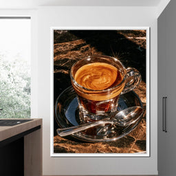 Morning Ritual Over Dark Veined Marble - NicheCanvas