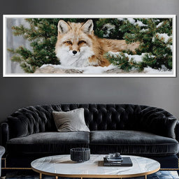 Winter Fox Under Pine Boughs - NicheCanvas