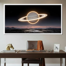 Luminous Saturn Over Alien Sea - NicheCanvas