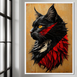 Feline Majesty in Red and Black - NicheCanvas