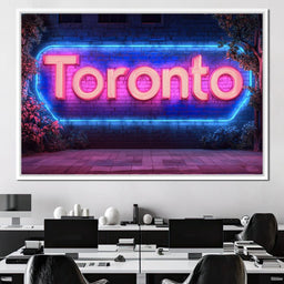 Toronto Neon Nightscape - NicheCanvas