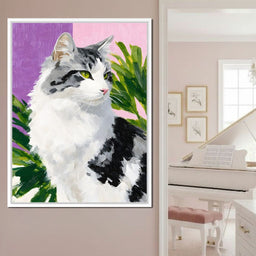 Emerald Eyed Cat Tropical Muse - NicheCanvas