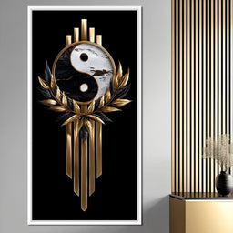 Golden Yin Yang Marble Elegance - NicheCanvas