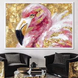 Gilded Flamingo Portrait - NicheCanvas