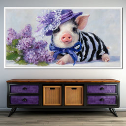 Lilac Garden Piglet Elegance - NicheCanvas