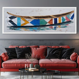 Colorful Driftwood Canoe Reflection - NicheCanvas