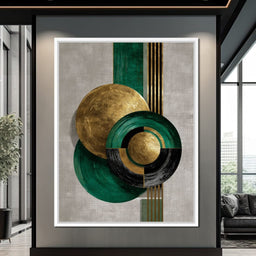 Emerald Gold Geometric Circles - NicheCanvas