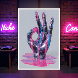 Neon Drip Hand Gesture Fusion - NicheCanvas