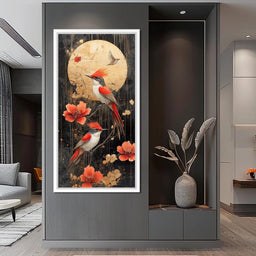 Golden Birds and Blossoms Fantasy - NicheCanvas