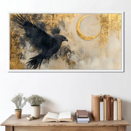 Eagle Soar Under Golden Moon - NicheCanvas
