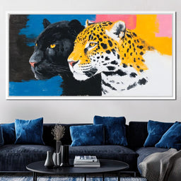 Dual Leopard Heads Pop Painting - NicheCanvas