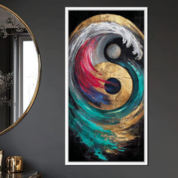 Golden Yin Yang Ocean Surge - NicheCanvas
