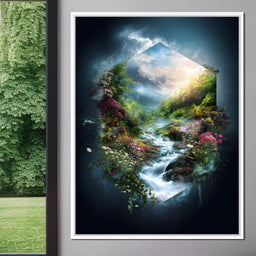 Hexagonal Nature Portal Cascade - NicheCanvas