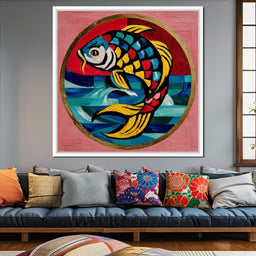 Colorful Koi Fish Mosaic Wave - NicheCanvas