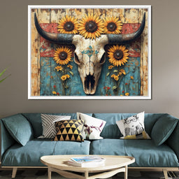 Sunflower Skulls Vintage Charm - NicheCanvas