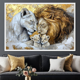 Lion Family Embrace - NicheCanvas