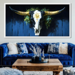Golden Longhorn Skull Rustic - NicheCanvas