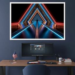 Neon Velocity Through The Infinite Corridor - NicheCanvas