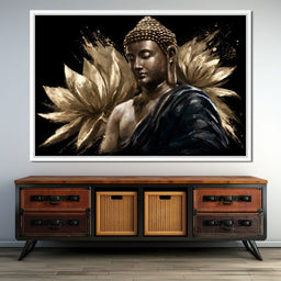 Golden Stillness Beyond The Lotus - NicheCanvas